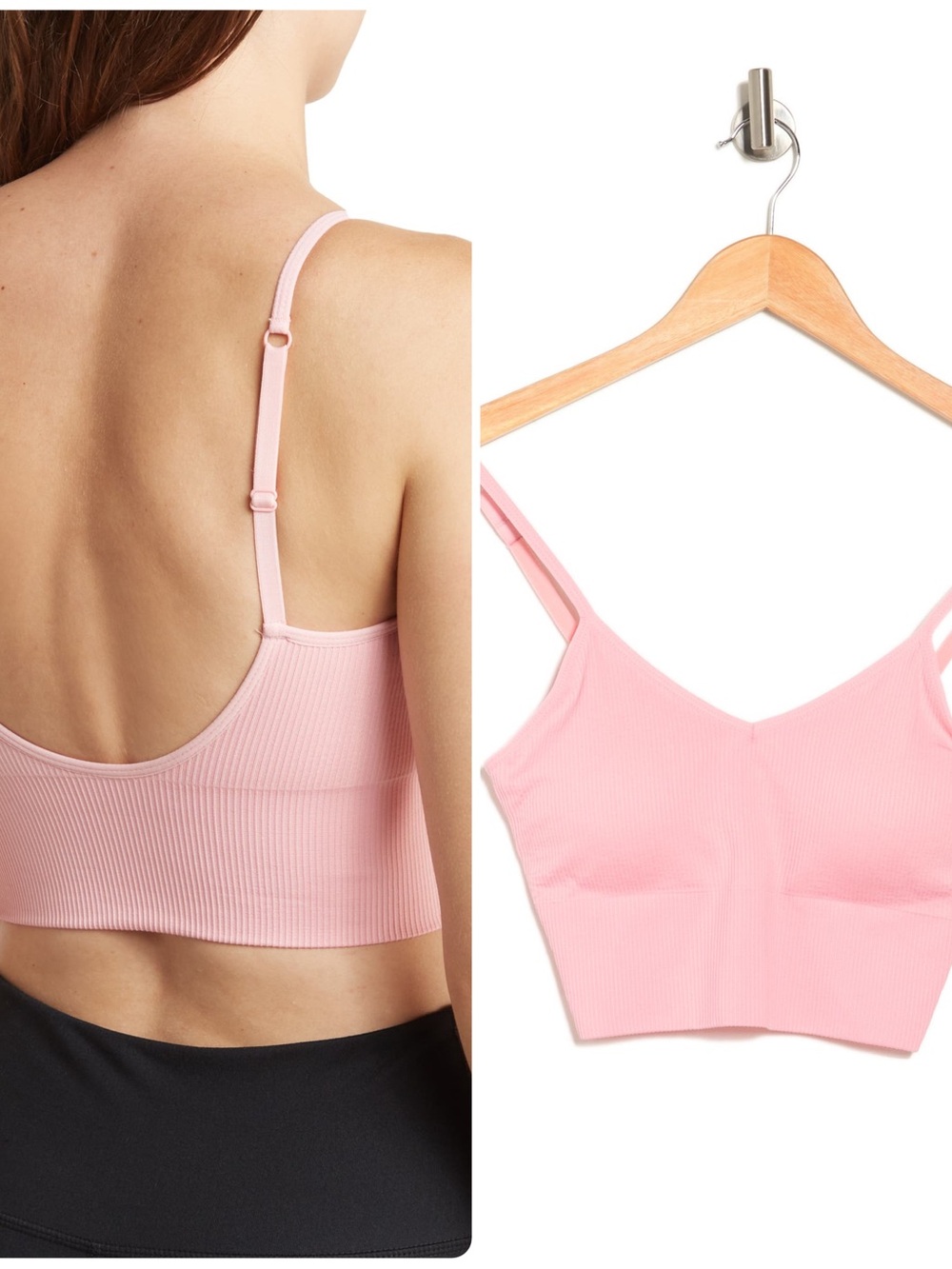 Z By Zella Pink Sunrise Ribbed Longline Bralette Small NWT